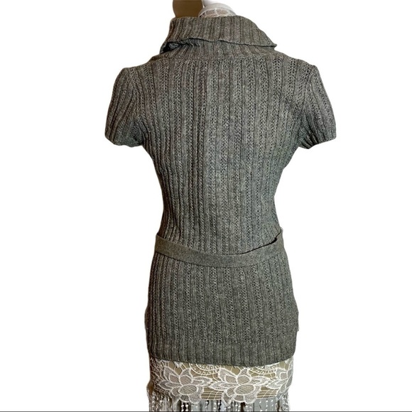 L.O.G.G by H&M short sleeve cardigan gray Cable Knit Cotton Wool Blend size L - Picture 8 of 11